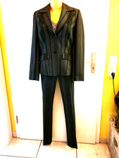 NEU 38 M MELROSE Damen Anzug Schwarz Streifen Hose und Jacke Bank Geschäft Su34
