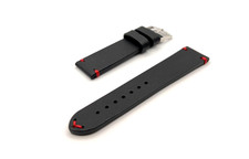 Uhrenarmband Leder KAUFMANN „Saddle Non-Stitched“ 22 mm Schwarz,Made in Germany