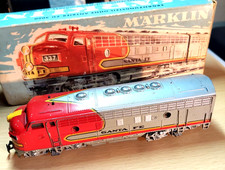 alte Märklin H0 4060 US Diesellok Ergänzungswagen Santa Fe / Guss in  OVP