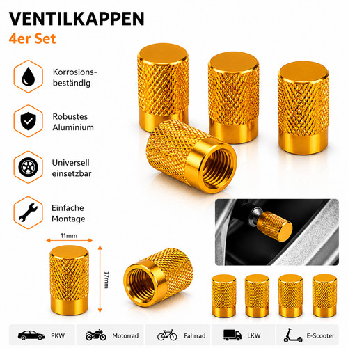 Aluminium ventilkappen set - 4x,