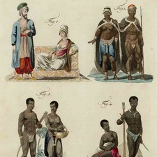 Bertuch Bilderbuch für Kinder Trachten Ägypen Bildtafel kolor Kupferstich 1800er