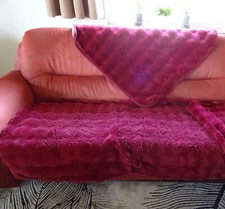 Rutschfester Sofabezug, Sofaüberwurf/Couch, weinrot, Sitzfläche und Rückenlehne