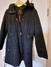 Damen Mantel Gr.42 _44 Gil Bret Schwarz Mit Abnehmer KAPUZE