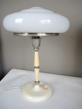 Tischlampe Arztlampe alte Schreibtischlampe mit Opalin Glasschirm, 50er Jahre