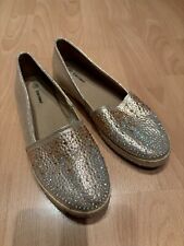 Espadrilles Espandrilles 38 Deichmann Gold Metallic Glitzer Schuhe Ballerinas
