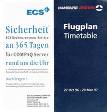 [e02] Flugplan / Timetable - Hamburg Airlines - Winter - 1996/ 1997