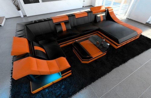 Leder wohnlandschaft sofa led - sofa,