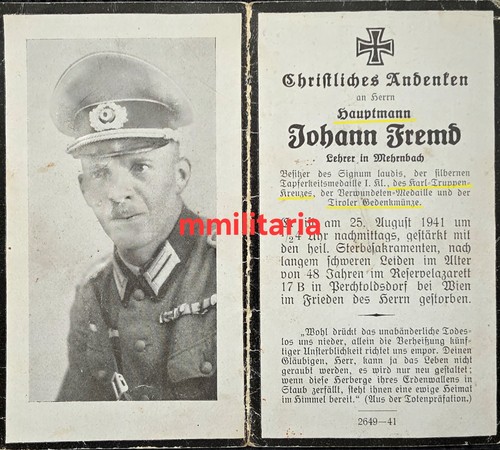 Sterbebild wwii hauptmann - sterbebild, st