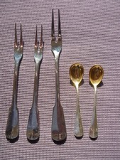 5 tlg. WMF Englisch Spaten / Baguette Gabel + Löffel Silber Besteck + Cromargan