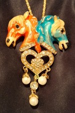 Fashion Jewelry  Betsey Johnson Modeschmuck Kette vergoldet Pferdeköpfe