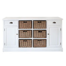 Sideboard BAYSIDE weiß mit Rattankörben Anrichte Kommode Farmhouse Landhaus