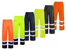 HI VIS ÜBERHOSE DEHNBUND HERREN HOHE SICHTBARKEIT SICHERHEIT REGENHOSE