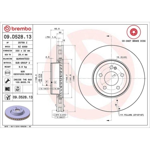 Bremsscheibe brembo d528 13 - brembo, 09.d528.13