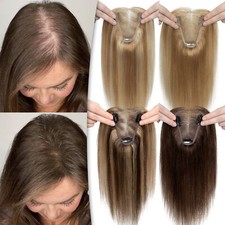 Damen Topper Toupet Handgemacht Lace Base Clip In Remy Echthaar Perücke Haarteil