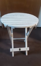 Beistelltisch, Klapptisch, Holz, Rund, Antikweiss