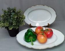 2 ovale Servierplatten Mitterteich Rieber mit Goldrand Porzellan Platten H 526