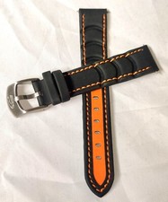 Uhrenarmband 18mm Camel Silikon schwarz orange Taucher Sport Ersatz Neu #119