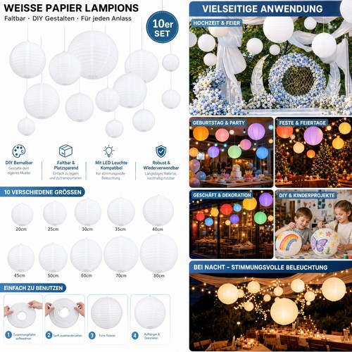 10x papier lampions - papier,