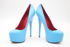 Vero Cuoio Designer High Heels für Damen babyblau Leder neuwertig Gr. 37 Italy