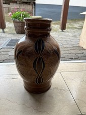 Bodenvase aus Ton in Braun / Schwarz mit Muster