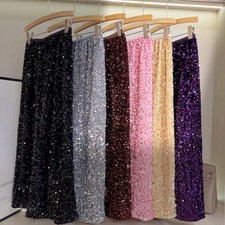 Damen Samt Midirock A-Linie