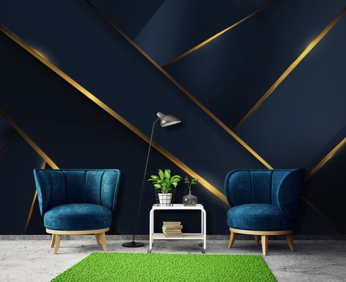 Fototapete abstrakt blau gold - fototapete,