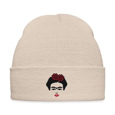 Frida Kahlo Umriss Schwarz Und Rot Stick Wintermütze