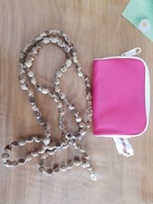 Mala Halskette Holzperlen Stoff Quaste Buddha Hindu Gebetskette Holz Perlen