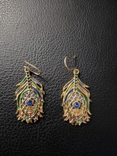 Ohrhänger Pfauenfeder vergoldet Vintage Metropolitan Museum Of Modern Art