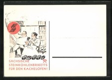 Ansichtskarte Reklame für Sächsische Steinkohlebriketts für den Kachelofen 