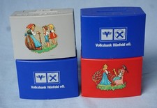 4x Spardose Volksbank Hünfeld Märchen Grimm 70er/80er-Jahre Raiffeisenbank