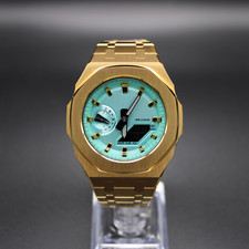 CasiOak "GOLD SKYBLUE"  - Casio G-SHOCK GA2100 Mod - Herrenuhr 44mm Edelstahl