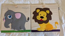 2 Aufbewahrungsboxen für Kallax mit Tiermotiven – Löwe & Elefant ??