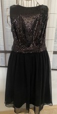 Festliches schwarzes Kleid  mit Glitzer  Gr.36 von Laona  84 cm. lang Bügelfrei