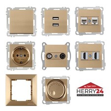 Schalter Steckdosen Taster USB Rahmen Gold Optik Unterputz Modern Zeitlos CANDEL