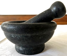 Granit Mörser Marmor Mörser mit Stößel anthrazit 15 cm schwer