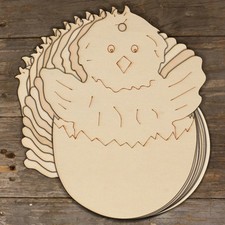 10x Holz Küken im Ei