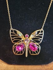 Original Swarovski Collier mit Großem Schmetterling Gold plated, selten Ovp