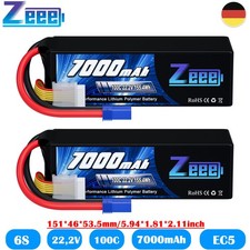 2x Zeee 6S 22,2V LiPo Akku Batterie 7000mAh 100C EC5 für RC Flugzeug Auto Truck