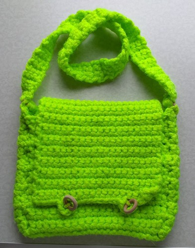 Handtasche neongelb gehäckelt - handtasche,