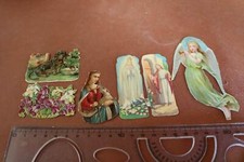 fünf alte Oblatenbilder , Glanzbilder + ausgeschnittener Engel   Alter ??? 