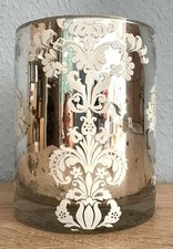 Windlicht für Kerze Glas Blütendekor Silber Gisela Graham London