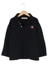 DONALDSON Kinder Pullover Gr. 128 Schwarz Wolle Langarm Logo-Print Stickerei