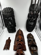 Holzmasken Masken Afrikamasken Wandmasken Sammlung Konvolut 5 Stk