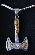 Halskette Wikinger Axt silber gold Edelstahl