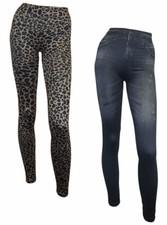 NEU - FIGUR BODY - GR. 34/36 - Slim Leggings 2er-Set Black Denim / Leo Print 
