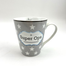 Super Opa Tasse | Sternenmuster | Grau-Weiß | 10 cm | Geschenkidee für Großväter