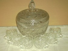 Wunderschönes Kristall Bowle Set mit 6 Tassen