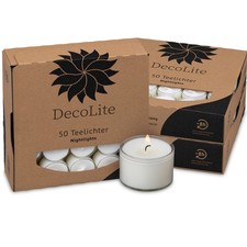 50 - 500 Teelichter 8 Std. transparenter Becher Gastro Deko Nightlights Kerzen