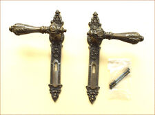 Messing Antik BB 72 Langschild Türgriffe Türbeschlag Gründerzeit S101-1A